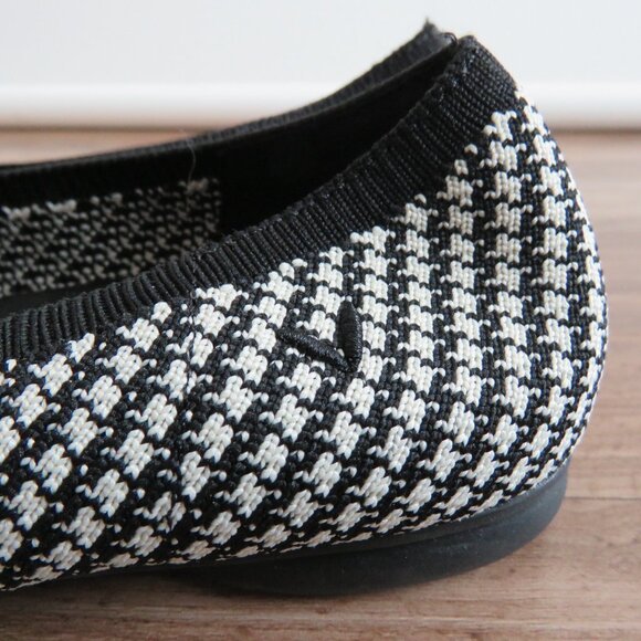 VIVAIA Tamia Round-Toe Ballet Flats in Black White Houndstooth Academia Preppy - Picture 7 of 14